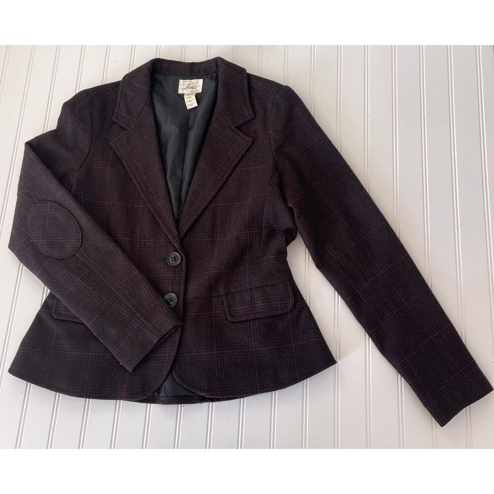 Vintage Y2K 90s Levis‎ Plaid Blazer Jacket Elbow Patches Preppy Womens Medium